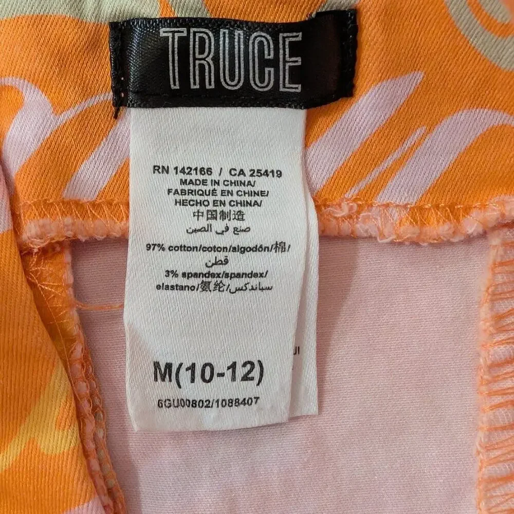 Girls Orange Graphic Print Shift Dress Sleeveless Size M (10/12) Summer